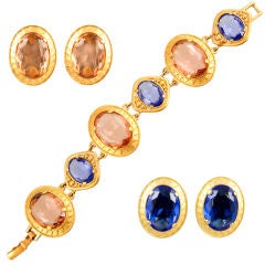 Faceted Glass Bracelet and Earrings by Yves Saint Laurent