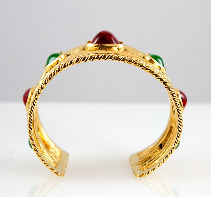 Chanel Gold Tone Cuff with Poured Glass Accents 1