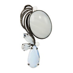 Giorgio Armani Rhinestone and Poured Glass Brooch 5