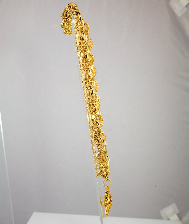 Gold Tone Sun Burst Pendant and Chain by Chanel 4