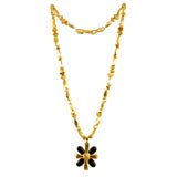 Gold Tone and Poured Glass Pendant/Necklace by Chanel