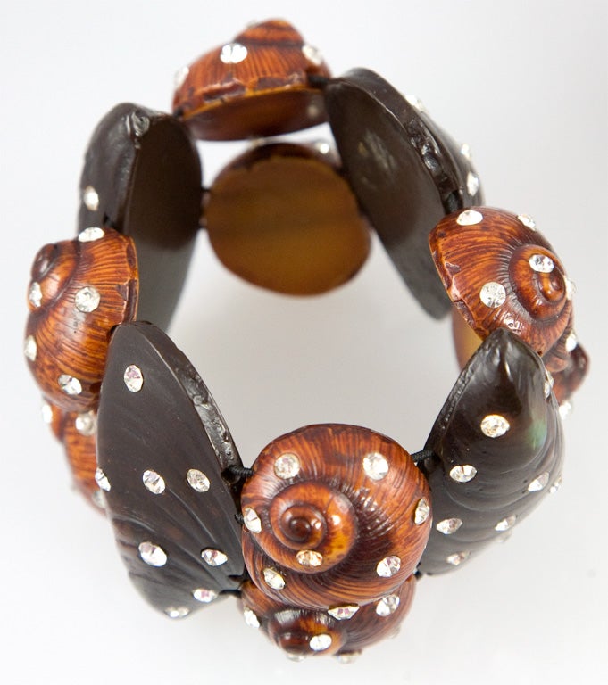 Karl Lagerfeld for Fendi Sea Shell Motif Runway Bracelets In Excellent Condition For Sale In Palm Desert, CA