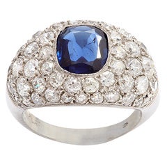 Antique Platinum Sapphire and Diamond Ring