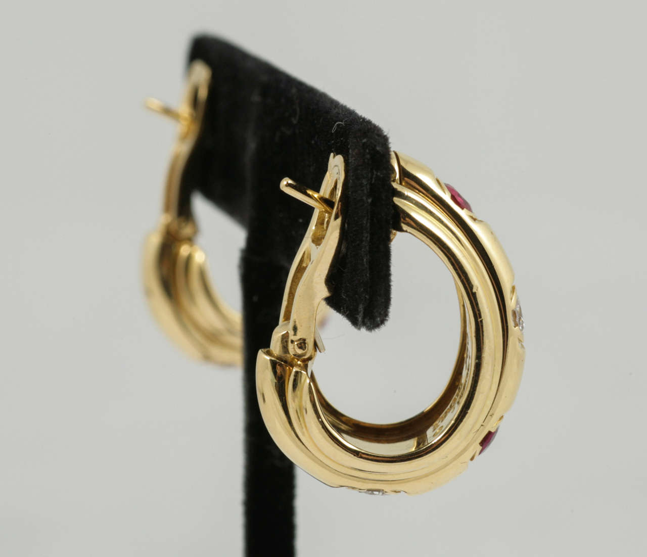 Women's Piaget Possession Ruby Gold Hoop Earrings For Sale