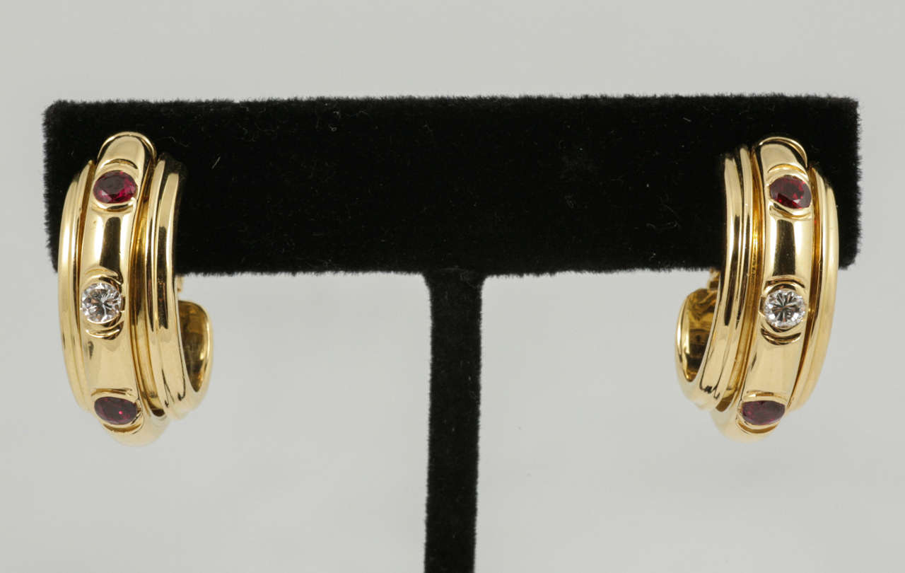 Piaget Possession Ruby Gold Hoop Earrings For Sale 1