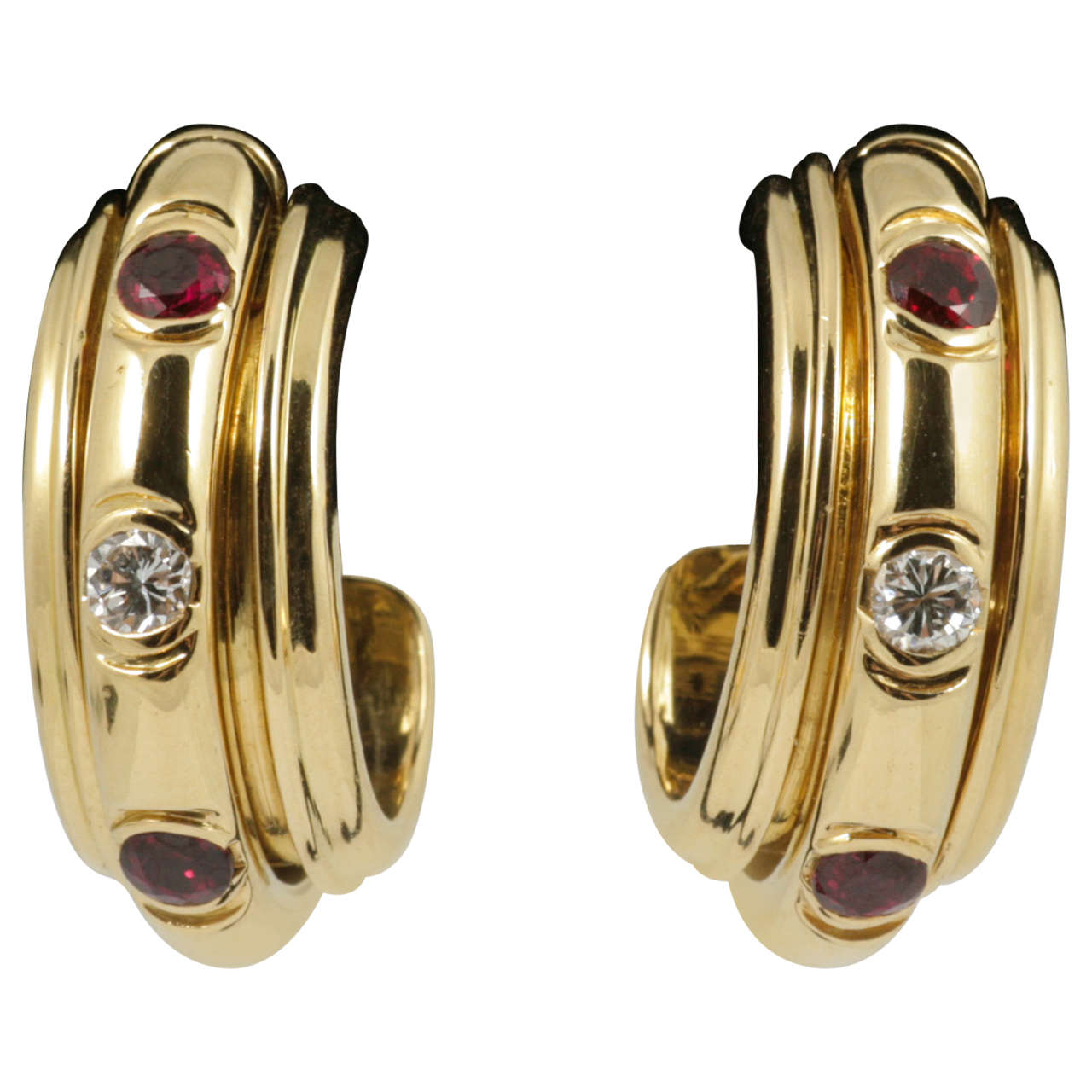 Piaget Possession Ruby Gold Hoop Earrings For Sale