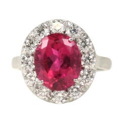 Spectacular Rubellite and DIamond Ring