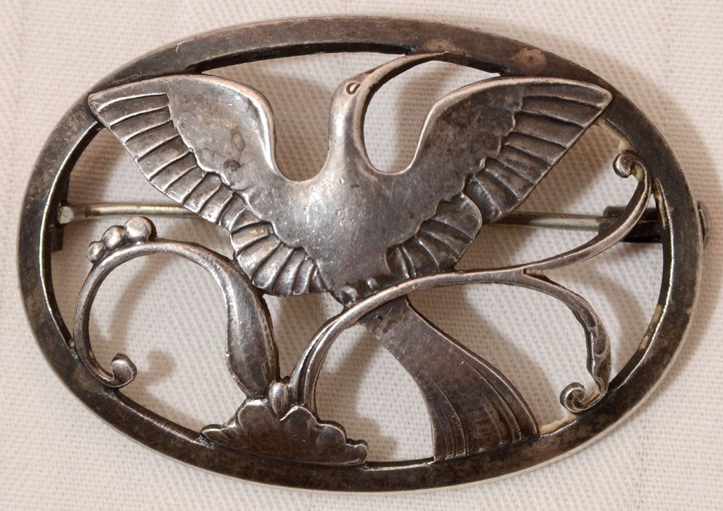 Women's or Men's Georg Jensen  Bird  Pin, period, circa 1904 - 1908 For Sale