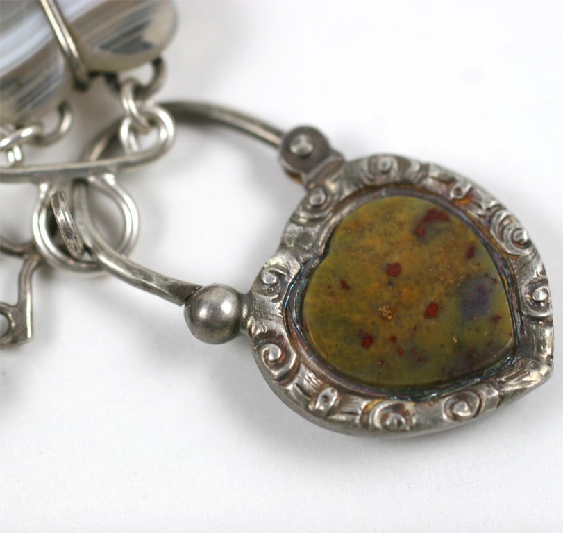 Women's Victorian Scottish Agate Padlock Bracelet with Citrines