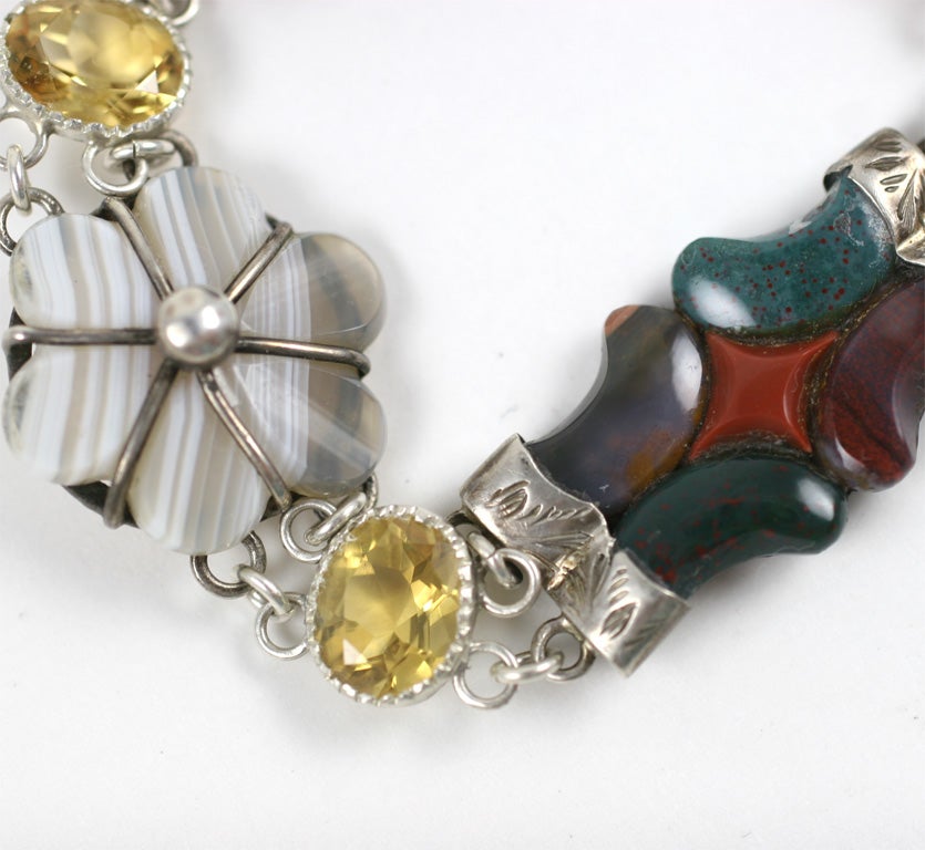 Victorian Scottish Agate Padlock Bracelet with Citrines 1