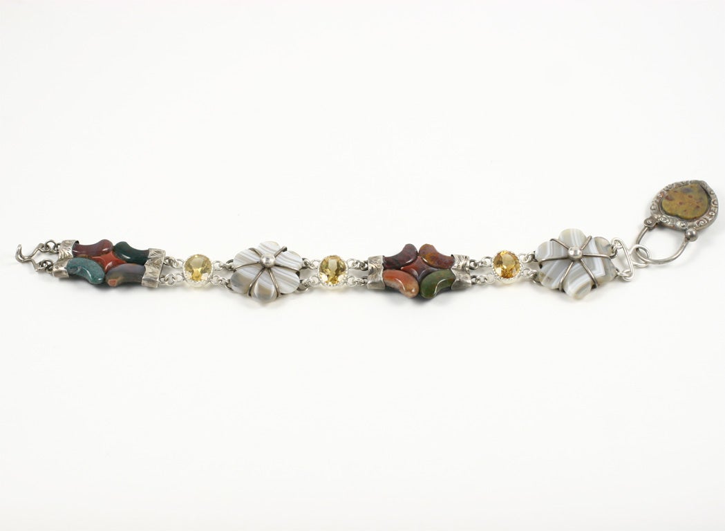 Victorian Scottish Agate Padlock Bracelet with Citrines 2