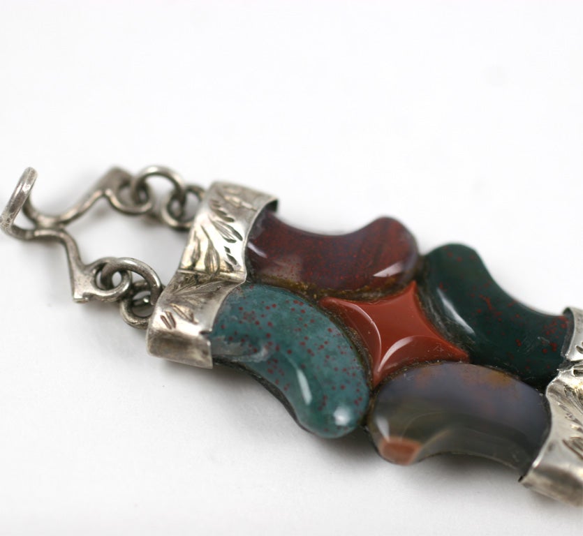 Victorian Scottish Agate Padlock Bracelet with Citrines 3