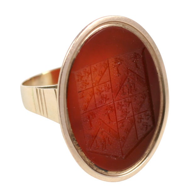 Antique Carnelian Intaglio Merchant Ring