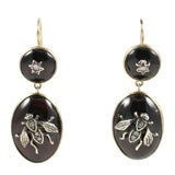 Victorian Gold Fly and Red Cabouchon Garnet Earrings