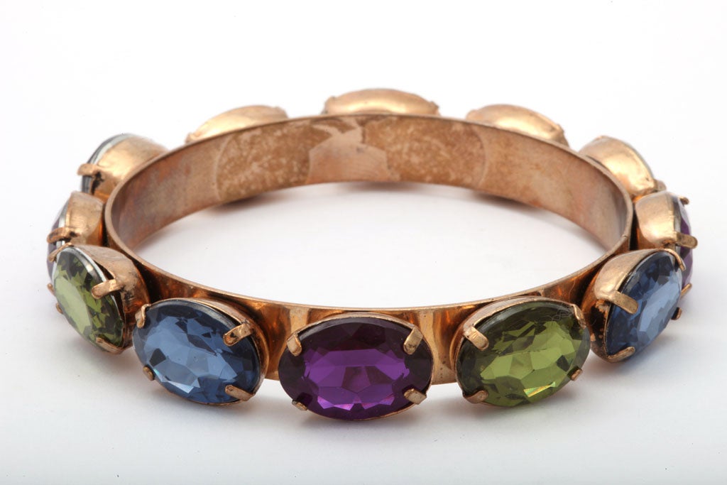 Multicolored Stone Bangle Bracelet In Excellent Condition For Sale In Stamford, CT