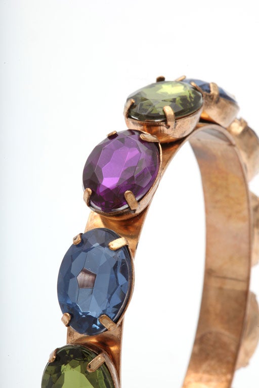 Women's Multicolored Stone Bangle Bracelet For Sale