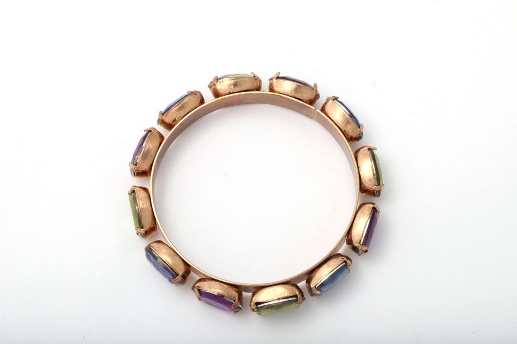 Multicolored Stone Bangle Bracelet For Sale 2