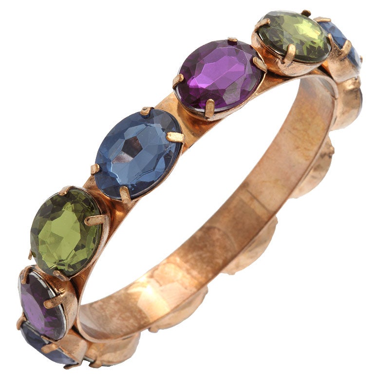 Multicolored Stone Bangle Bracelet For Sale