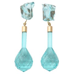 Aqua Lucite Dangle Earrings 10