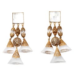 French Lucite Triple Dangle Earrings 9