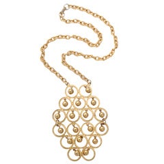 Goldtone Pendant Ball Matrix Necklace
