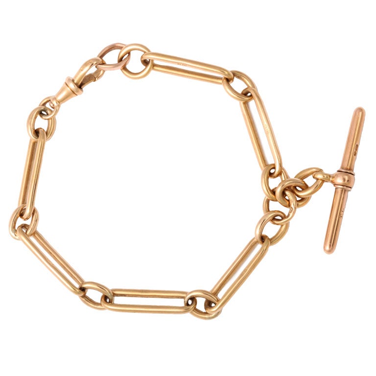 Chic Gold Paper Link Chain with Toggle at 1stDibs