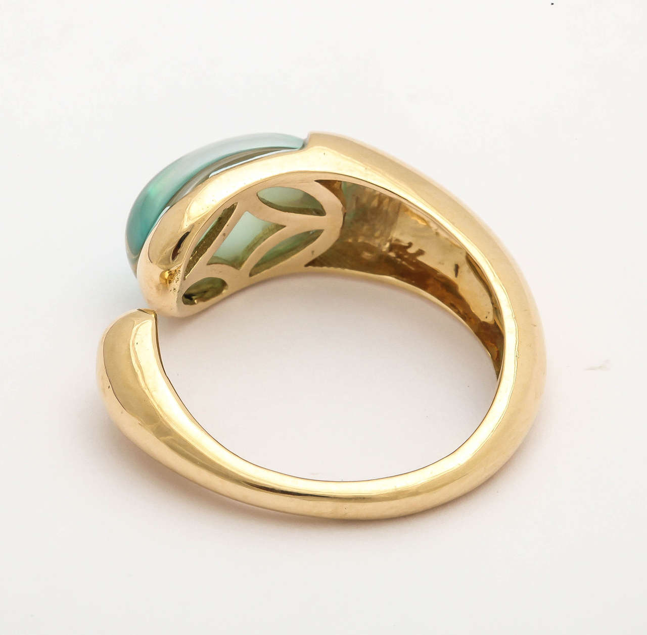 Women's Gocce Rock Crystal Green Gold Ring For Sale