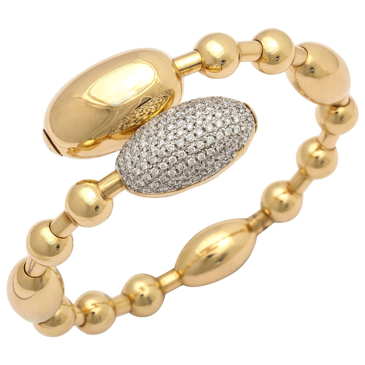 Faraone Mennella Tuca Tuca Diamond Gold Bangle Bracelet For Sale