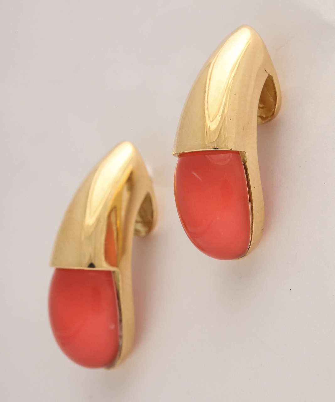 Modern Faraone Mennella Coral Gold Gocce Earrings For Sale