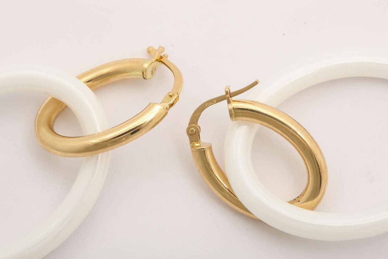 Women's Faraone Mennella White Ceramic Gold Mama Earrings