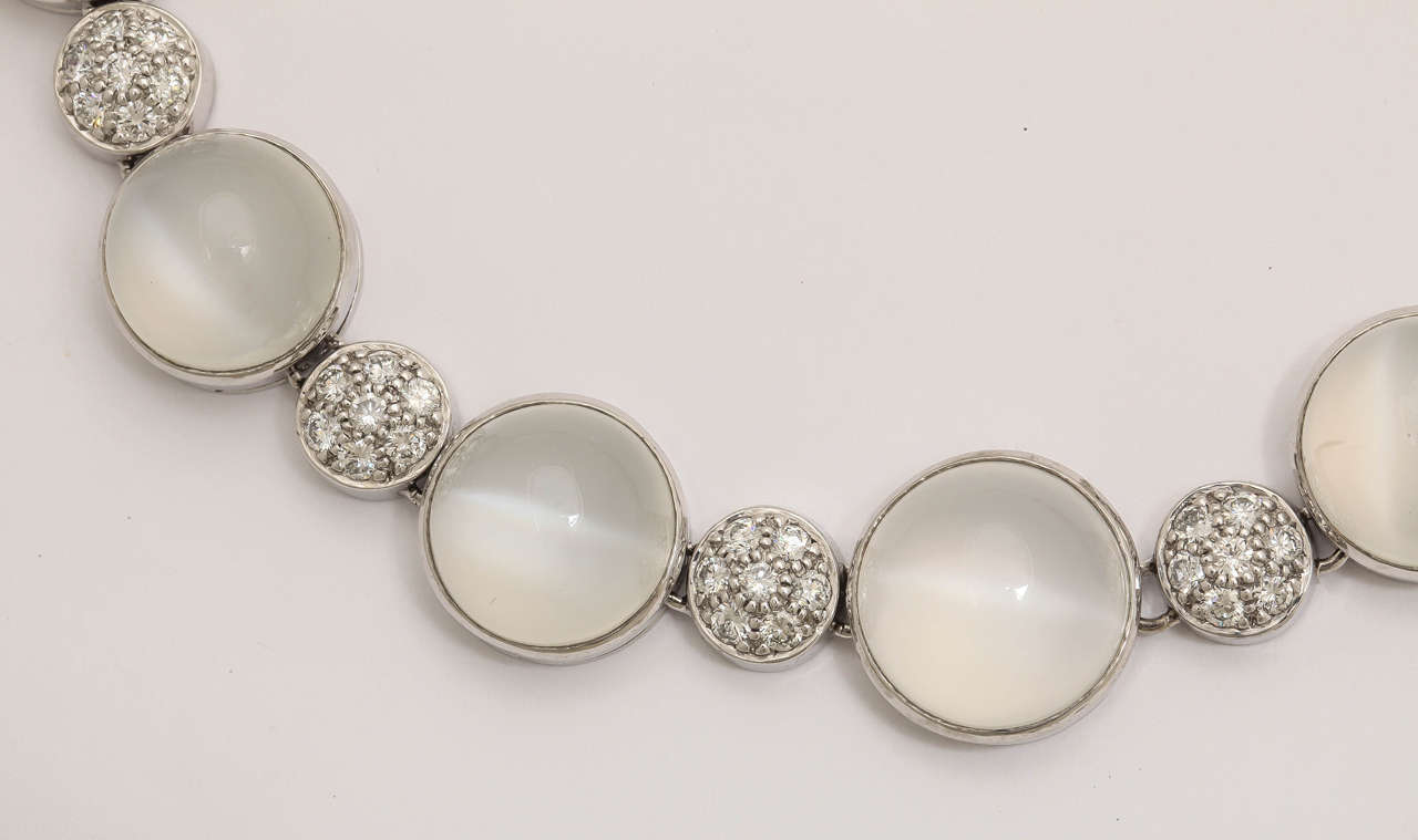 Faraone Mennella Diamond Moonstone Necklace In New Condition For Sale In New York, NY