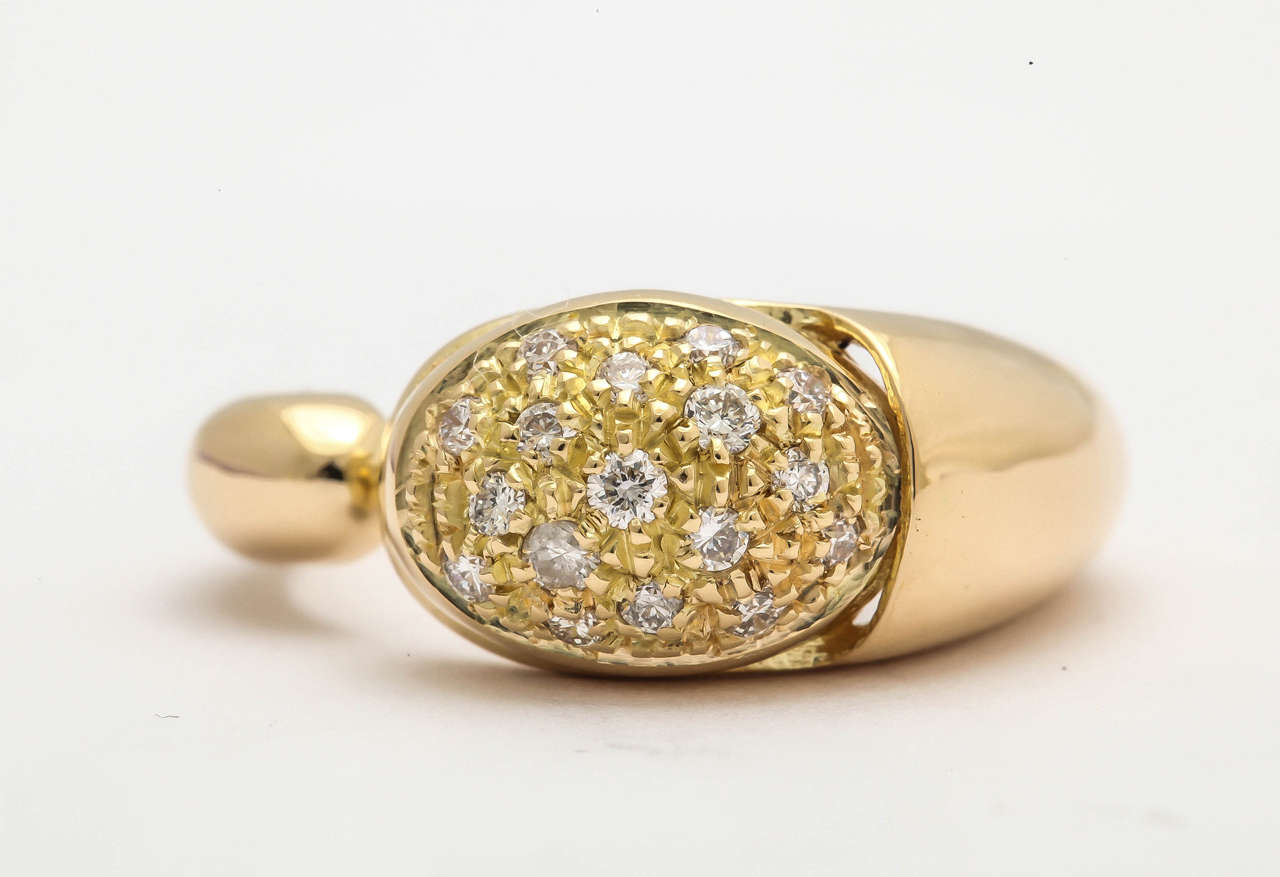 Modern Faraone Mennella Diamond Gold Gocce Ring  For Sale