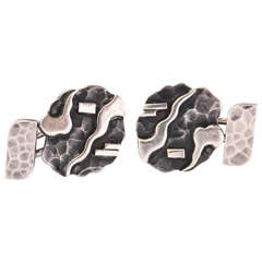 Jean Despres French Art Deco Sterling Silver Cufflinks 1