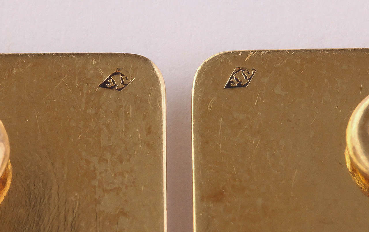 Jean Despres French Art Deco Gold Cufflinks For Sale 3