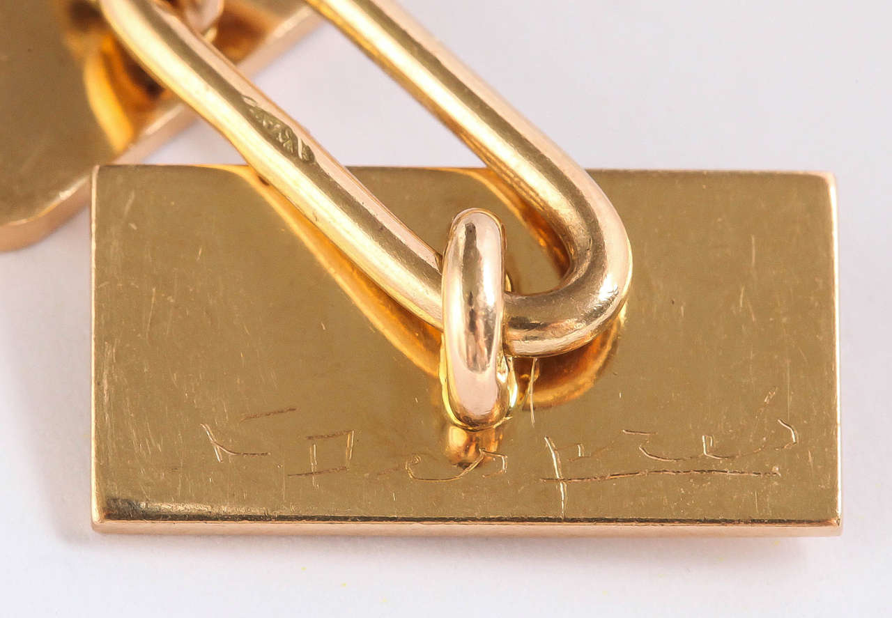 Men's Jean Despres French Art Deco Gold Cufflinks For Sale