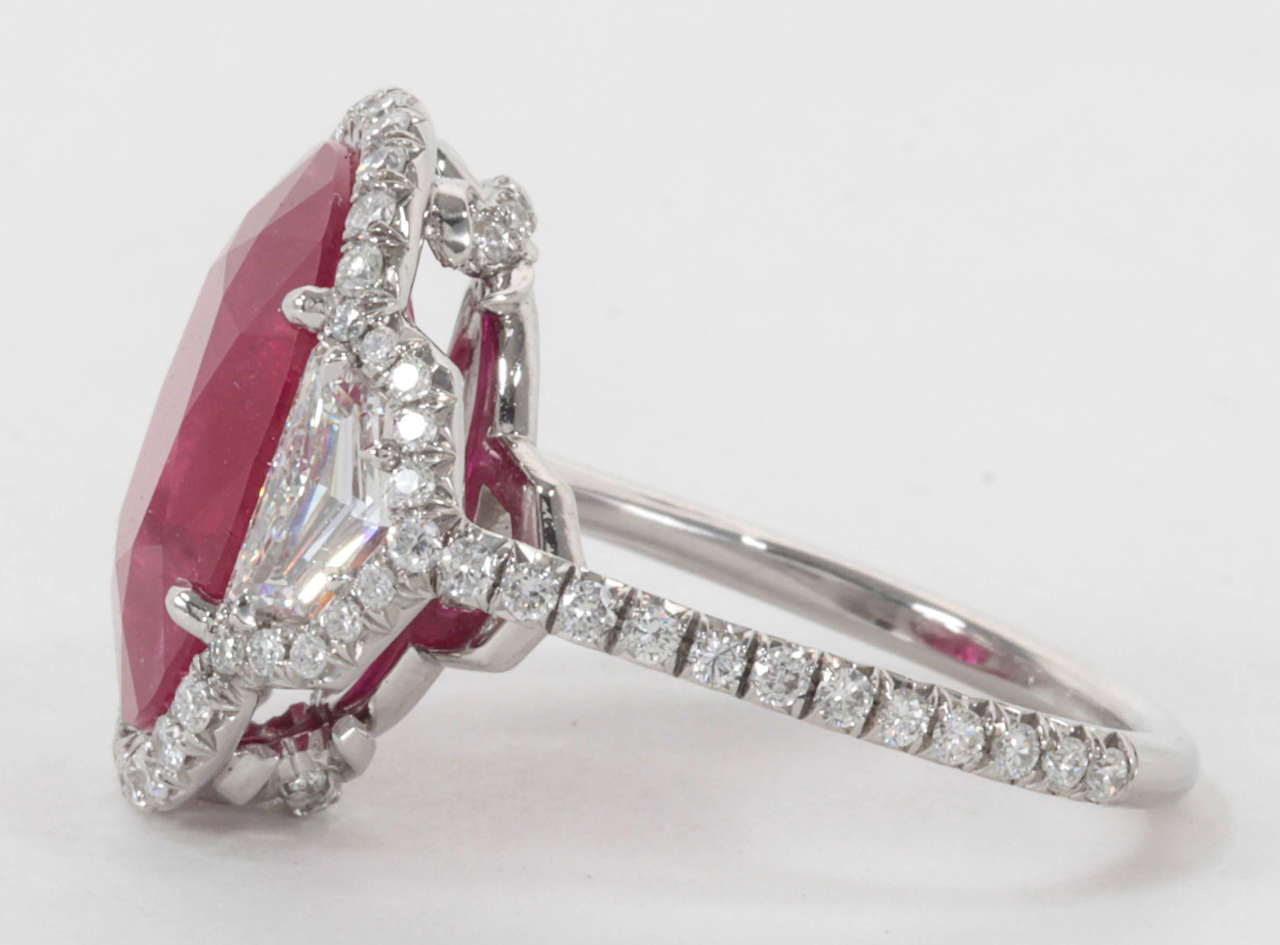 Incredible Eight Carat Certified Ruby and Diamond Set in Platinum In New Condition For Sale In New York, NY