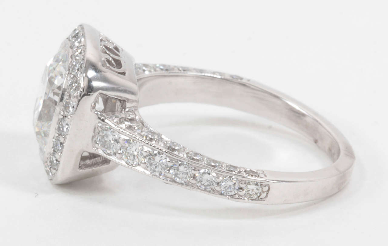 GIA Certified Cushion Cut Engagement Ring In New Condition For Sale In New York, NY