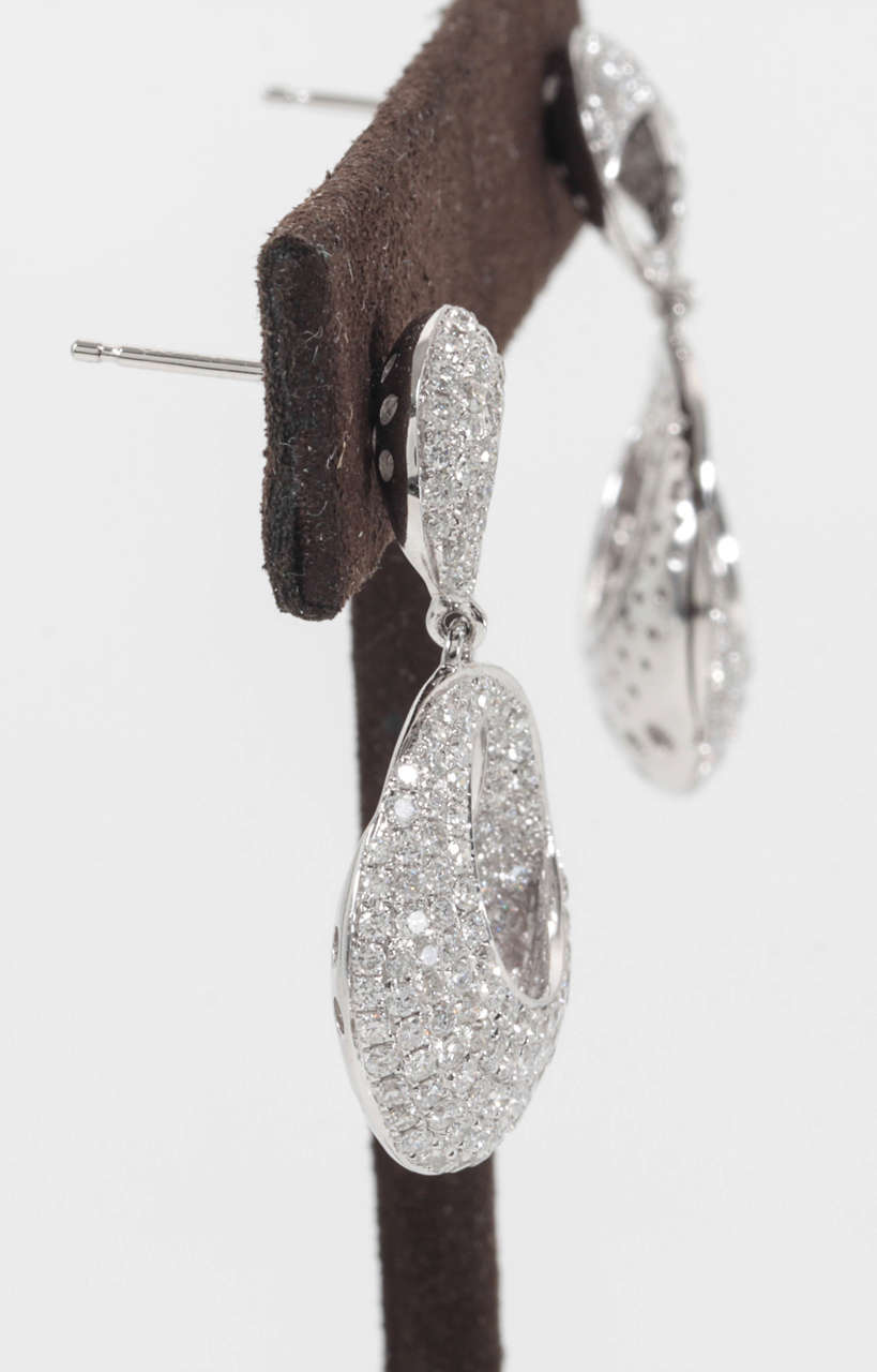 Women's Italian Diamond Dome Dangle Earrings