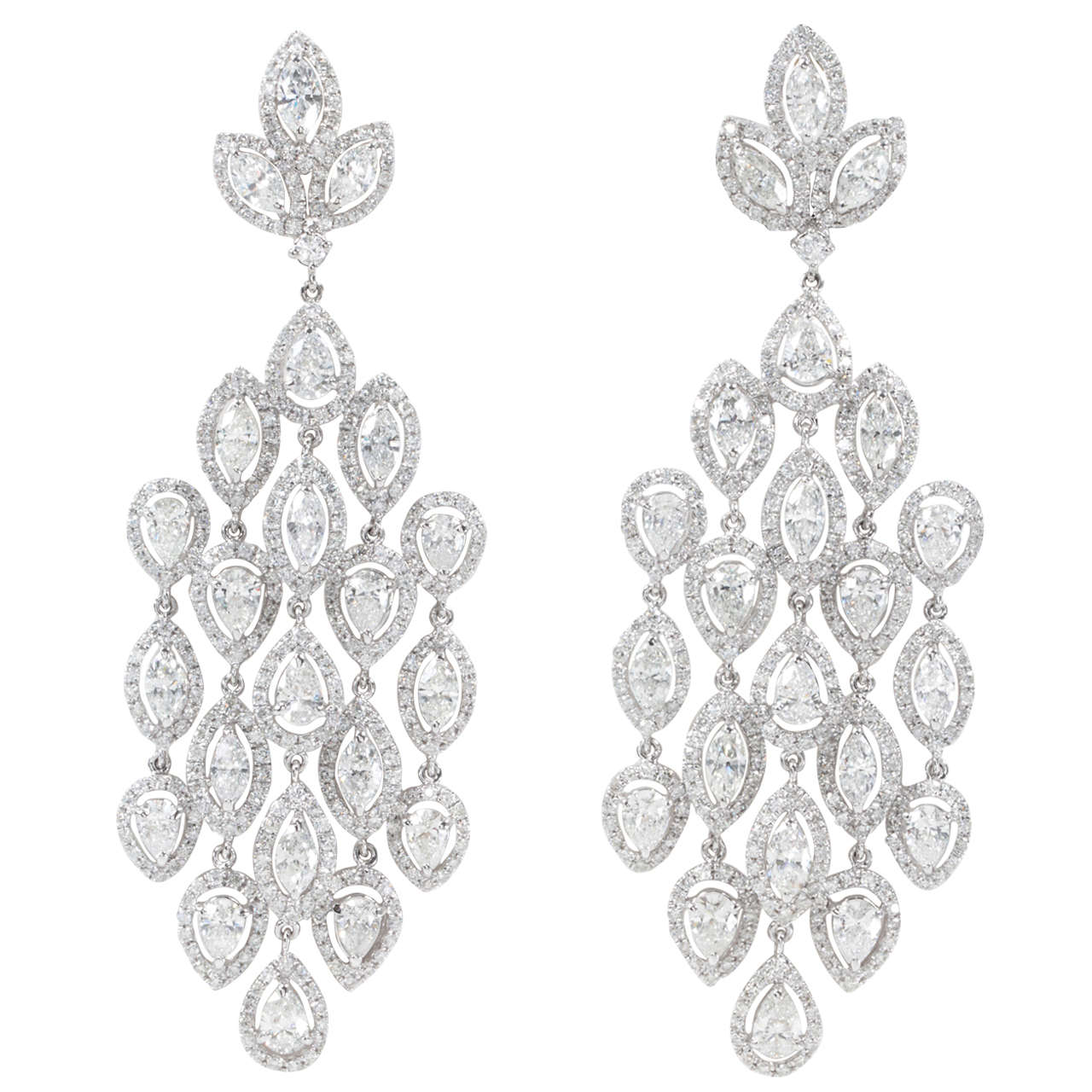 Glamorous  Diamond Petal Chandelier Earrings