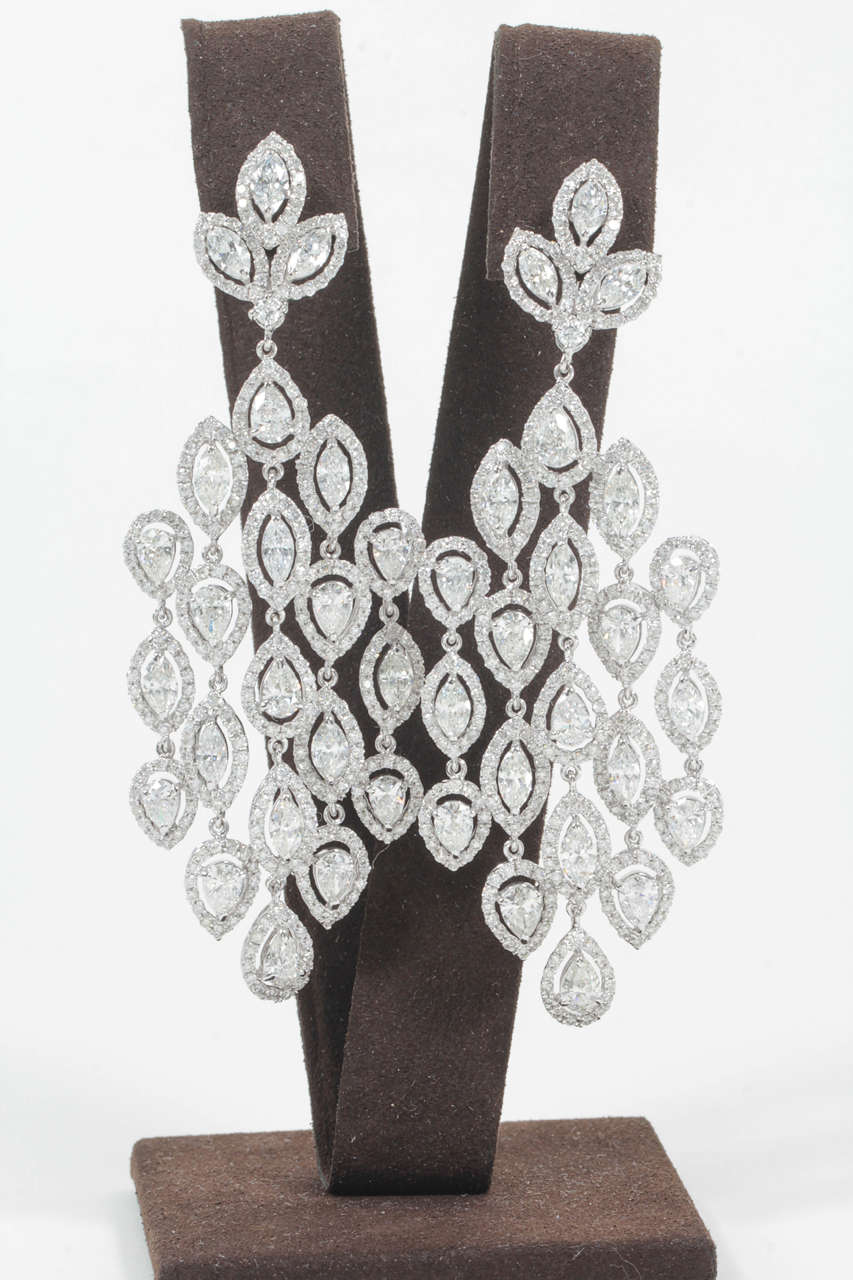 Glamorous Diamond Petal Chandelier Earrings For Sale at 1stDibs glamorous earrings