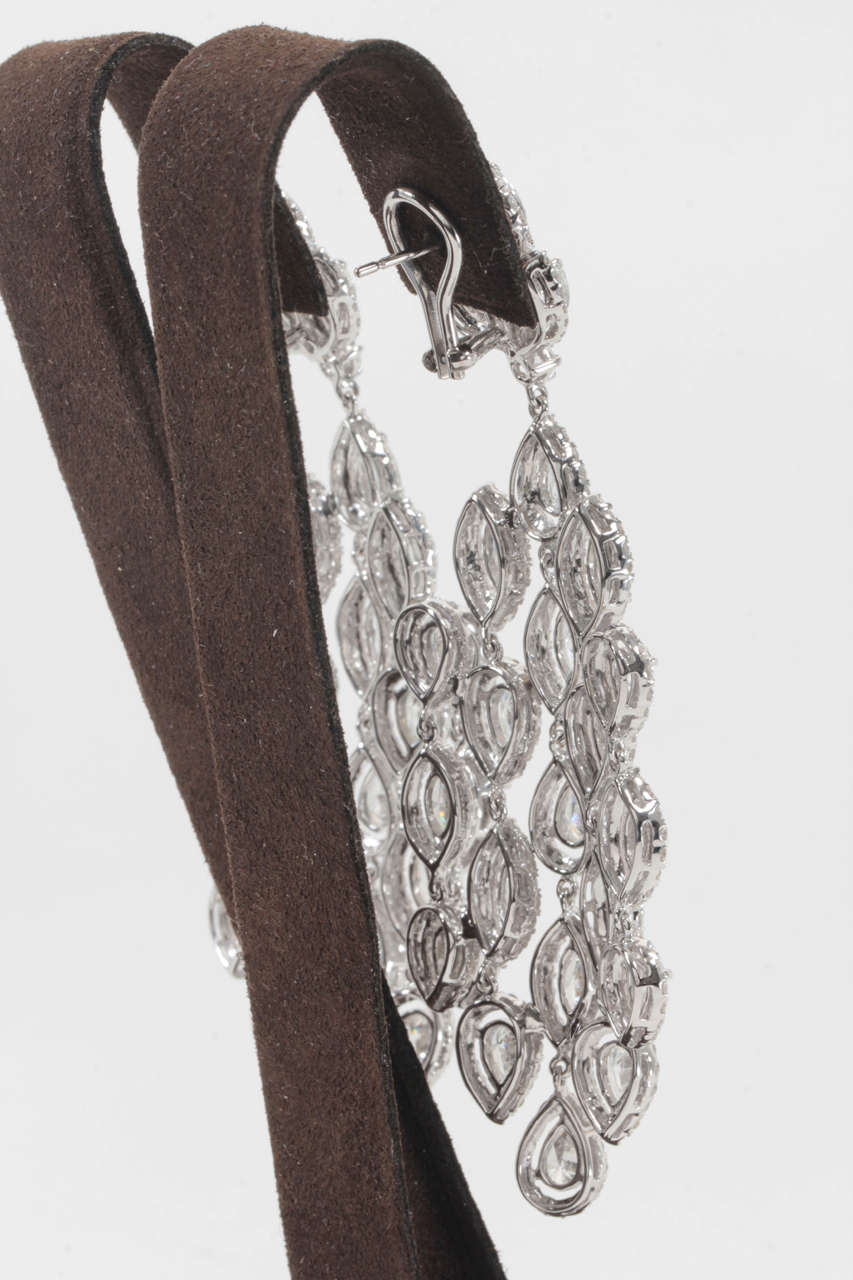 Glamorous Diamond Petal Chandelier Earrings For Sale at 1stDibs glamorous earrings