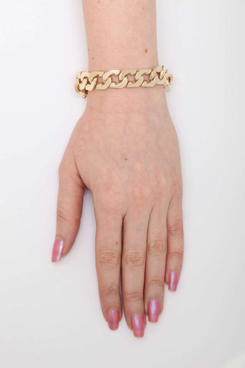 1940s Tiffany & Co. High Polish Jagged Curb Open Link Flexible Gold Bracelet 2
