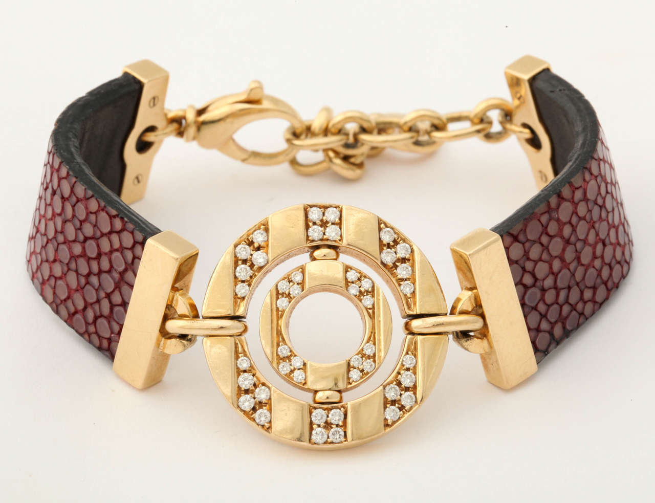 1990s Bulgari Diamond Gold Rose Color Stingray Bracelet In Excellent Condition In New York, NY