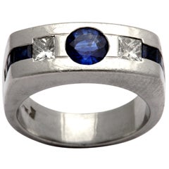 Art Deco Gentlemans Sapphire And Diamond Ring
