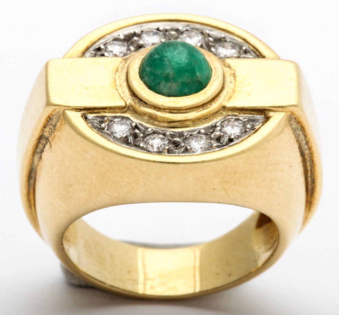 Tiffany & CO. Emerald And Diamond Gentlemens Ring