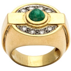 Tiffany & CO. Emerald And Diamond Gentlemens Ring