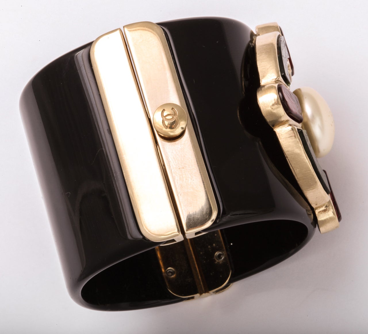 Chanel Poured Glass and Resin Cuff For Sale 2