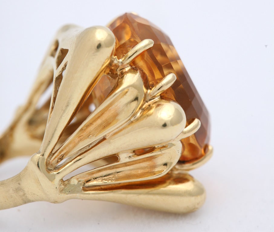 Women's 18Kt Yelloww Gold  &  Citrine Architectonic Ring For Sale