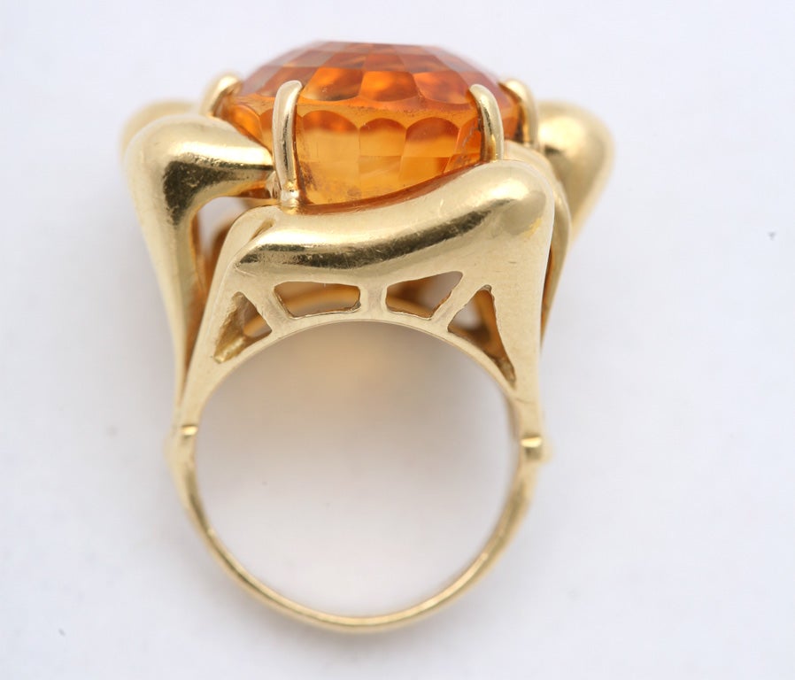18Kt Yelloww Gold  &  Citrine Architectonic Ring For Sale 4