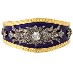 Antique An golden enameled diamond bracelet